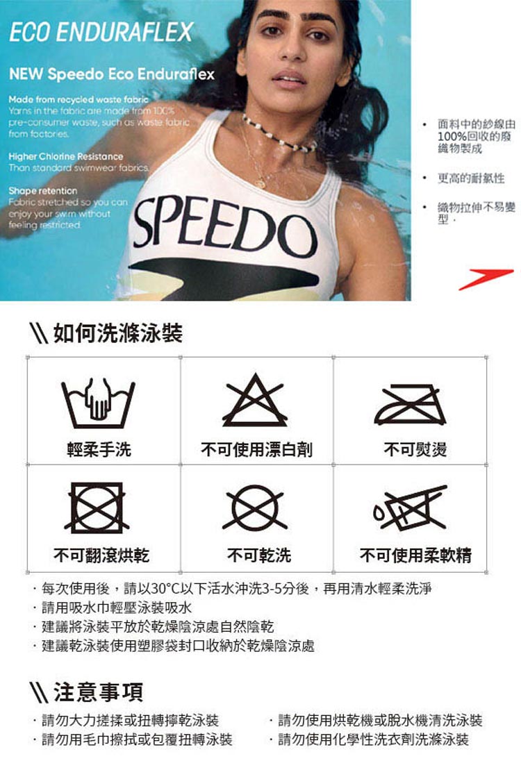 SPEEDO 女 運動連身泳裝Medley Logo(黑/藍