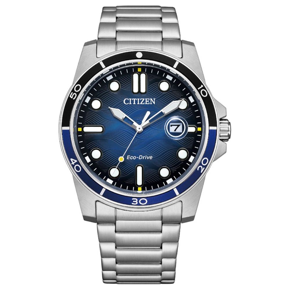 CITIZEN 星辰 官方授權C1 時尚光動能水波紋手錶-藍