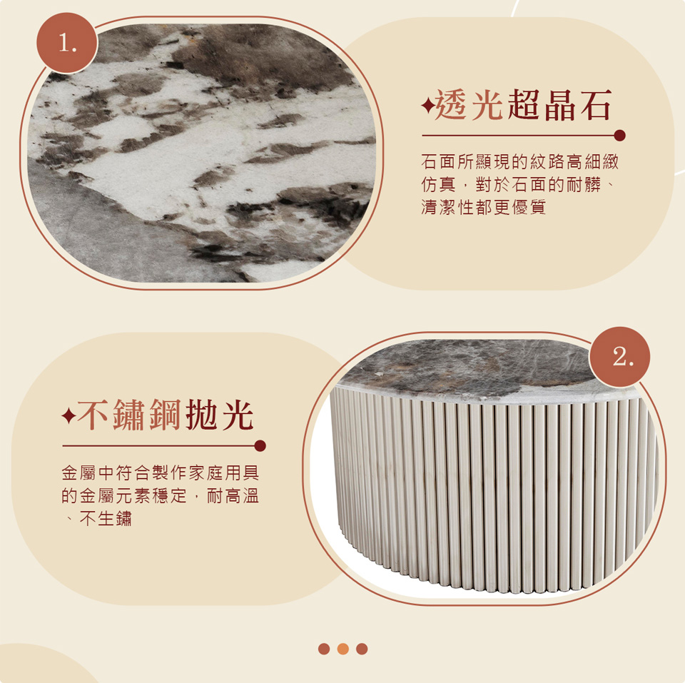 AT HOME 圓形超晶石套几/茶几/客廳桌 現代輕奢(白敬