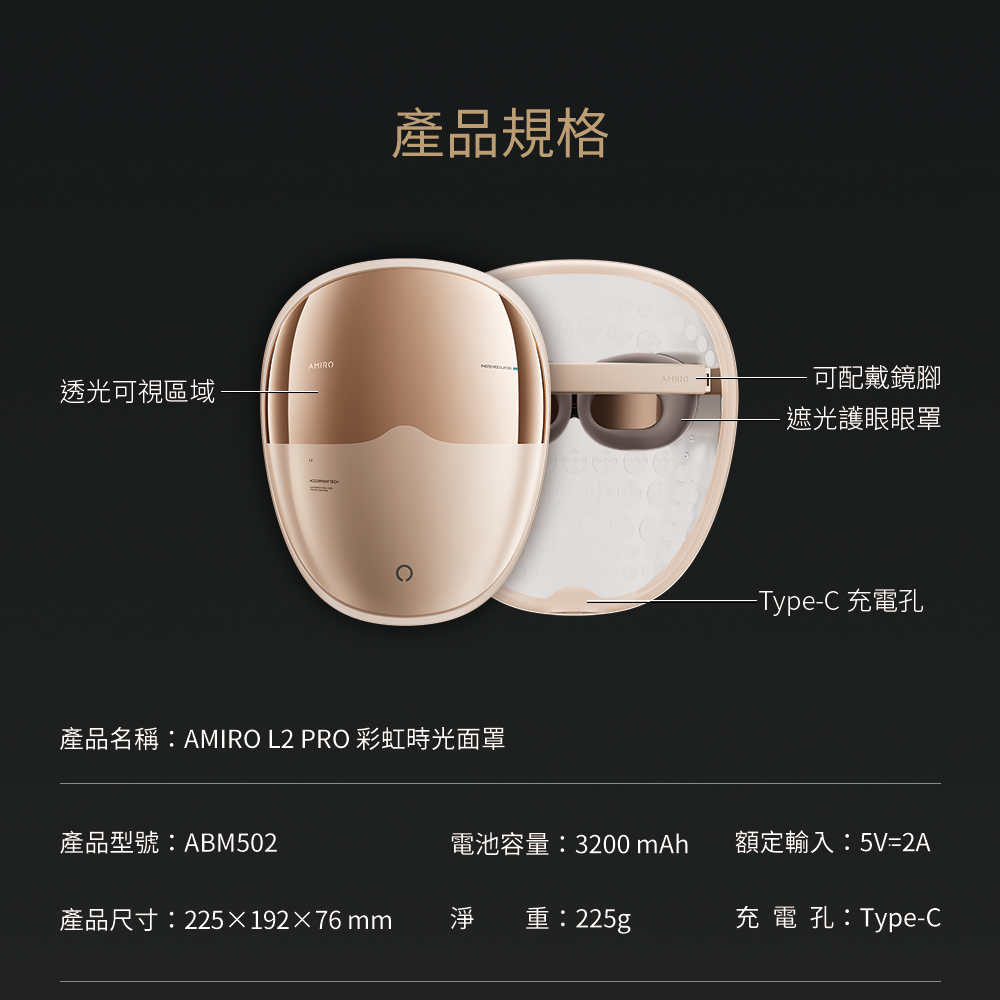 產品名稱AMIRO L2 PRO 彩虹時光面罩
