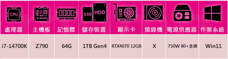 華碩平台 i7廿核 RTX 4070 Win11{海景AL3