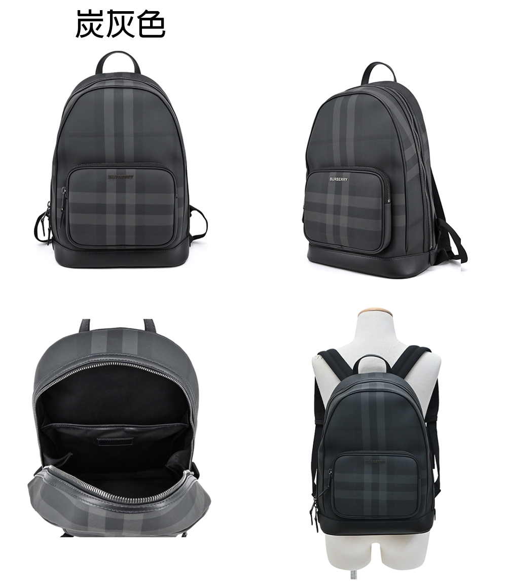 BURBERRY 巴寶莉 Rocco經典格紋拼皮革後背包(任