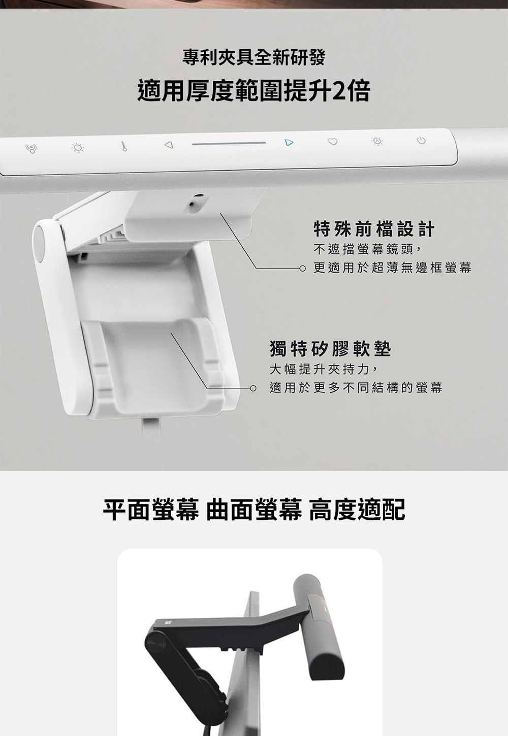 0 適用於更多不同結構的螢幕