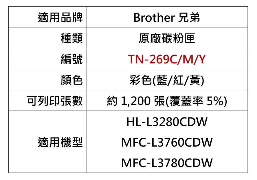 brother TN-269M 原廠紅色碳粉匣(適用：L32