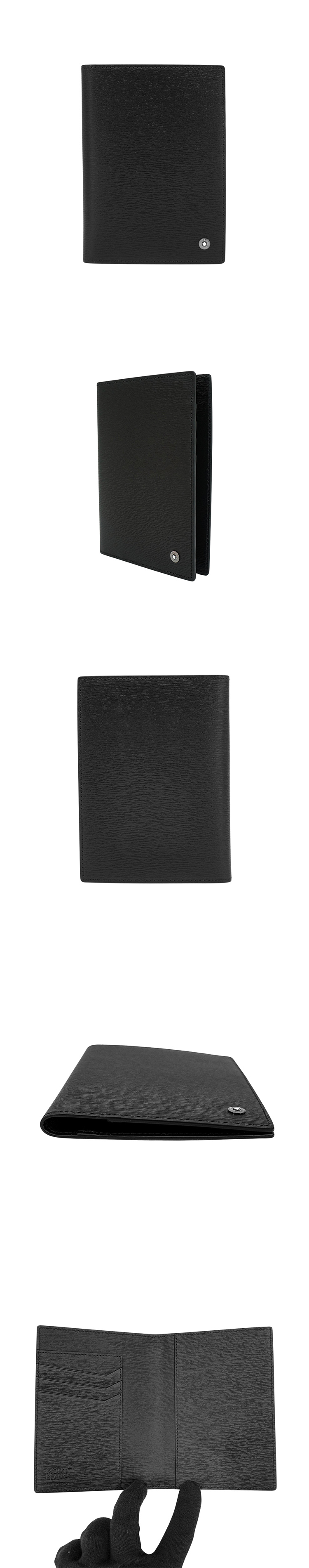 MONTBLANC 萬寶龍 牛皮對折護照套(114699-黑