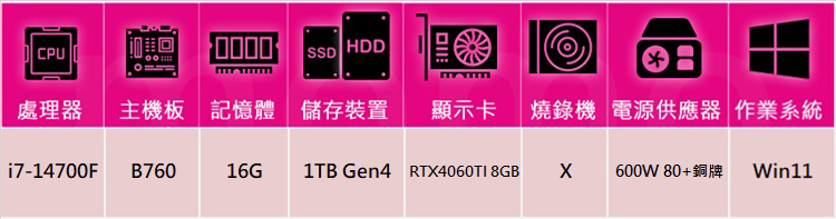 NVIDIA i7廿核GeForce RTX 4060TI 