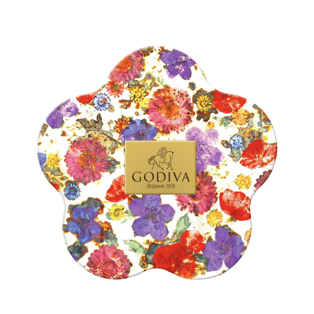 GODIVA 春季片裝巧克力花形鐵盒15片裝(買一送一)好評