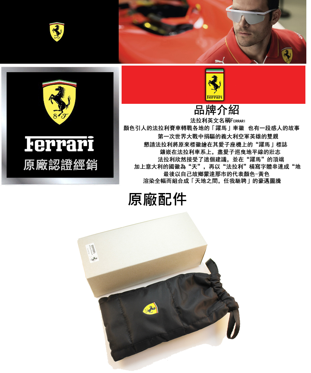 Ferrari 法拉利 亞洲版 簡約方框光學眼鏡 舒適彈簧鏡