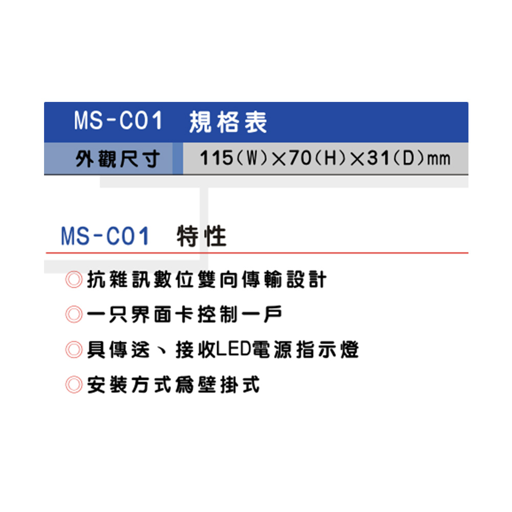 CHANG YUN 昌運 MS-C01 對講主機介面卡 雙向