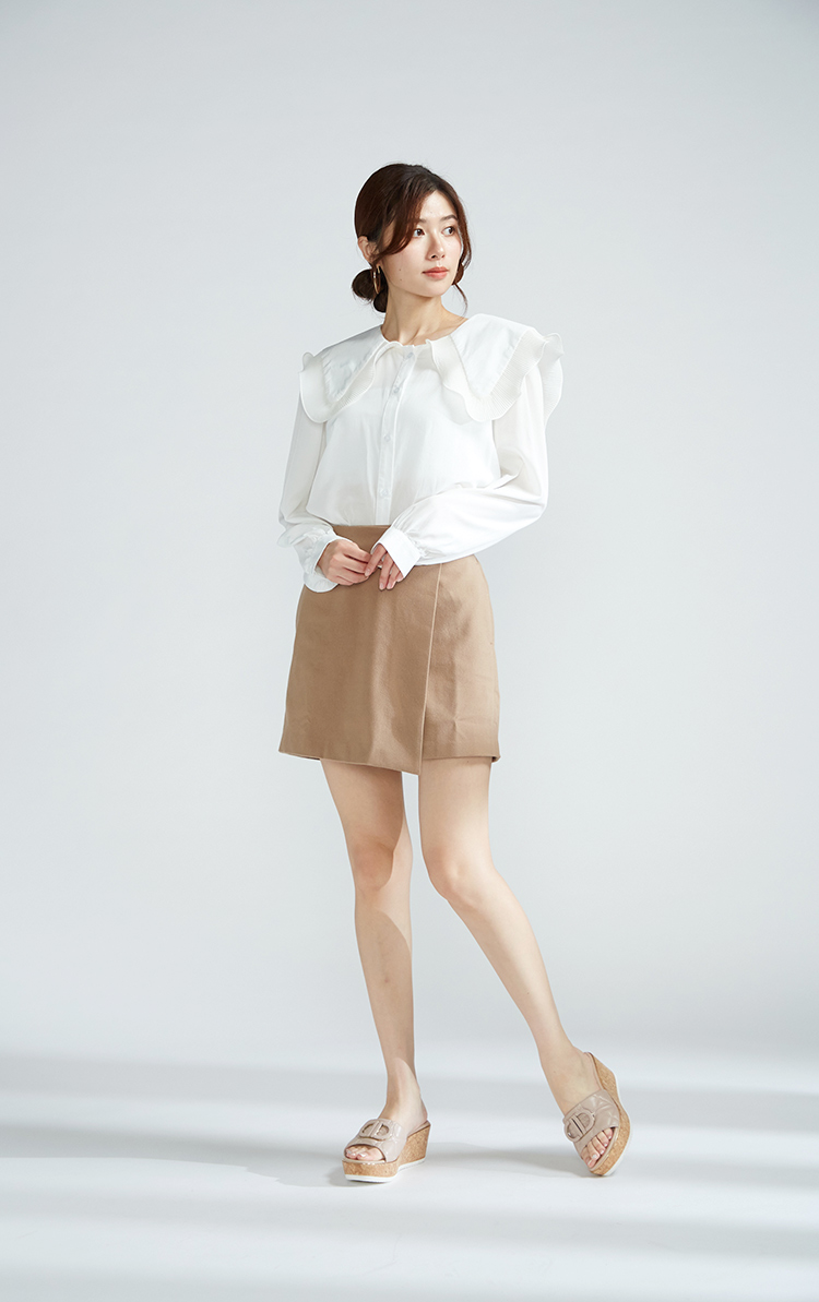 ORIN 造型縫線羊皮坡跟厚底拖鞋(裸色)優惠推薦