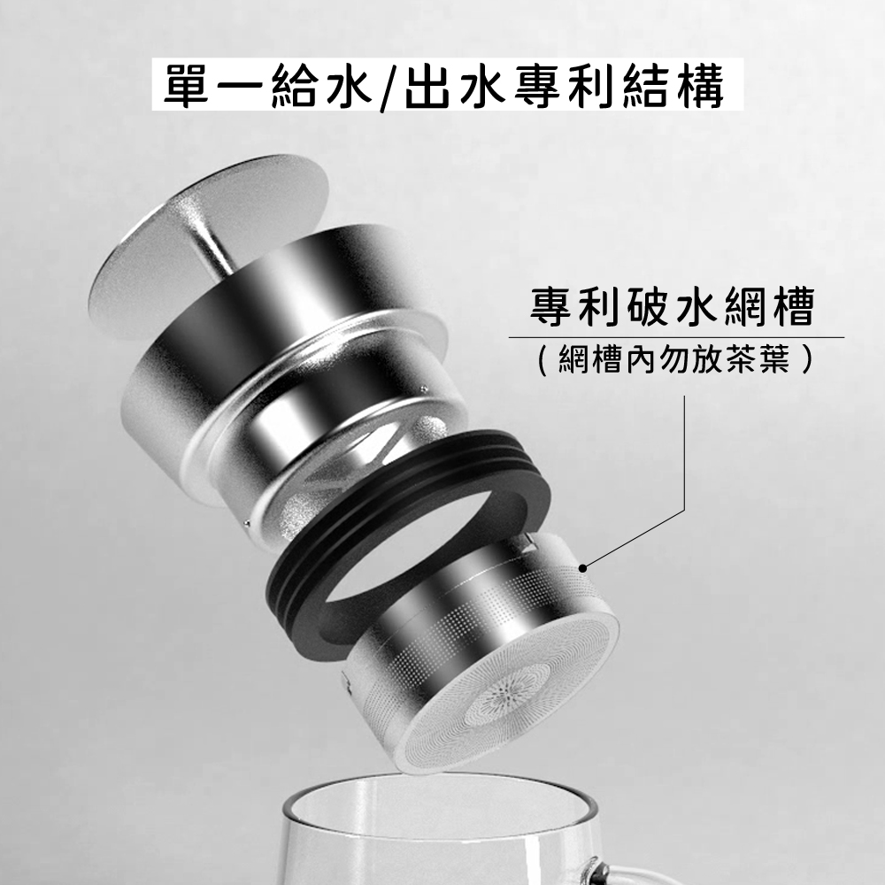 單一給水出水專利結構 專利破水網槽 網槽內勿放茶葉 