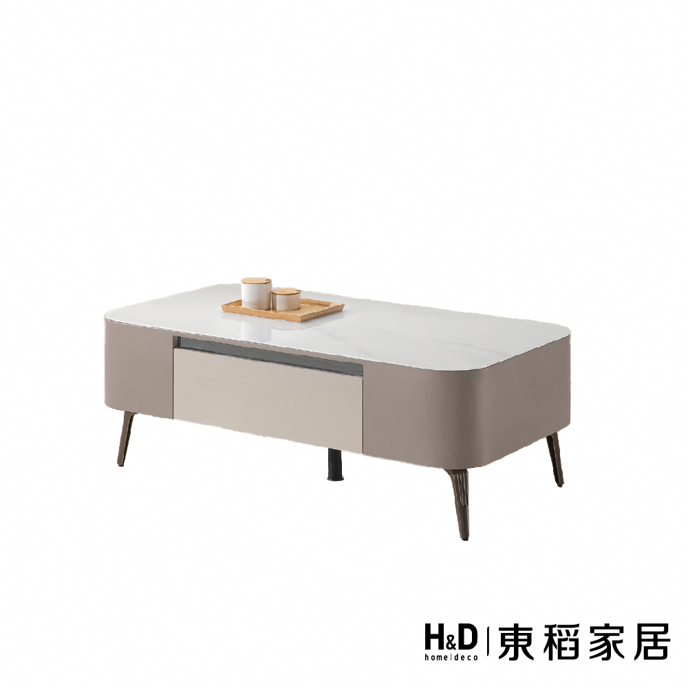 H&D 東稻家居 駝色玻璃茶几(TKHT-07097)好評推