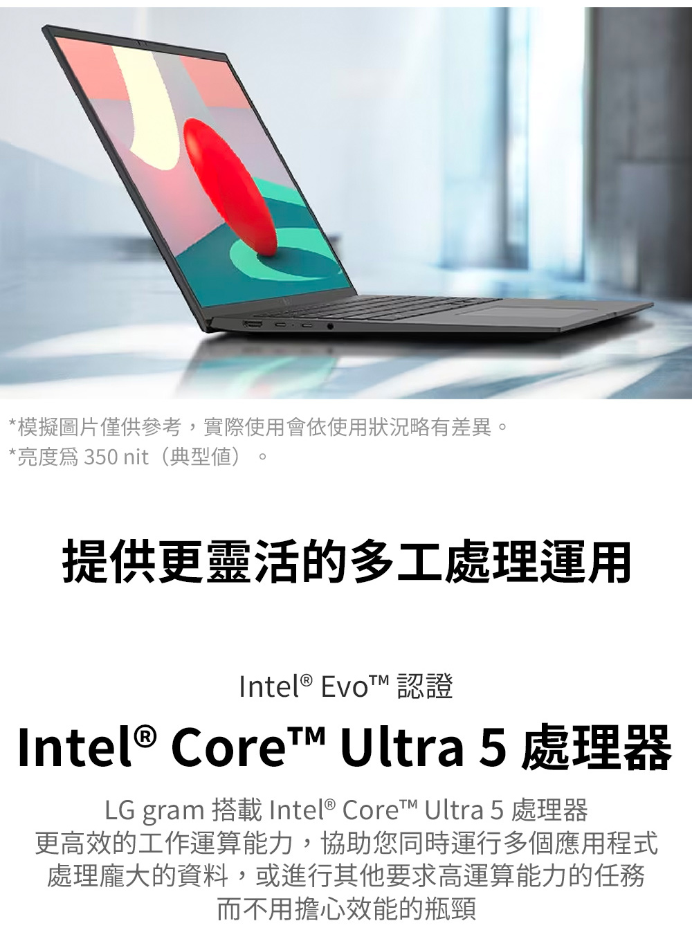 LG gram 搭載 Intel Core Ultra 5 處理器