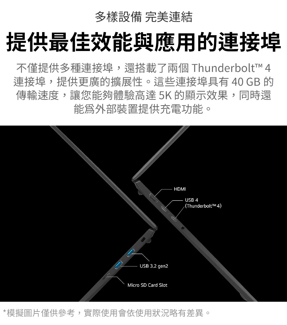 不僅提供多種連接埠,還搭載了兩個 Thunderbolt 4