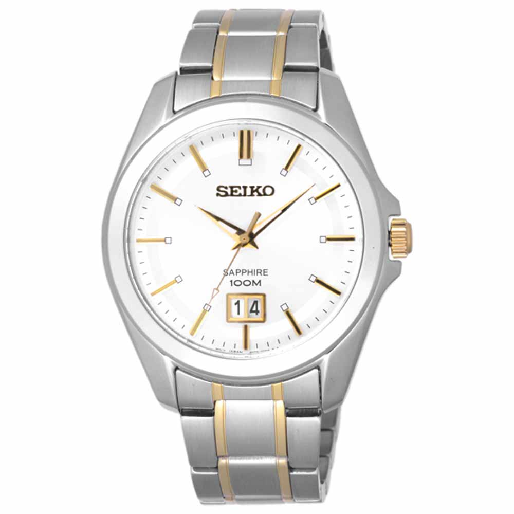 SEIKO 精工 榮耀時刻日期都會腕錶-銀框雙色版-大(SU