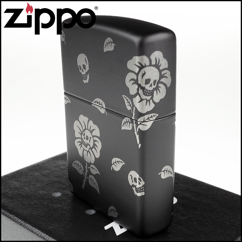 Zippo 美系~Flower Skulls-骷髏花圖案打火