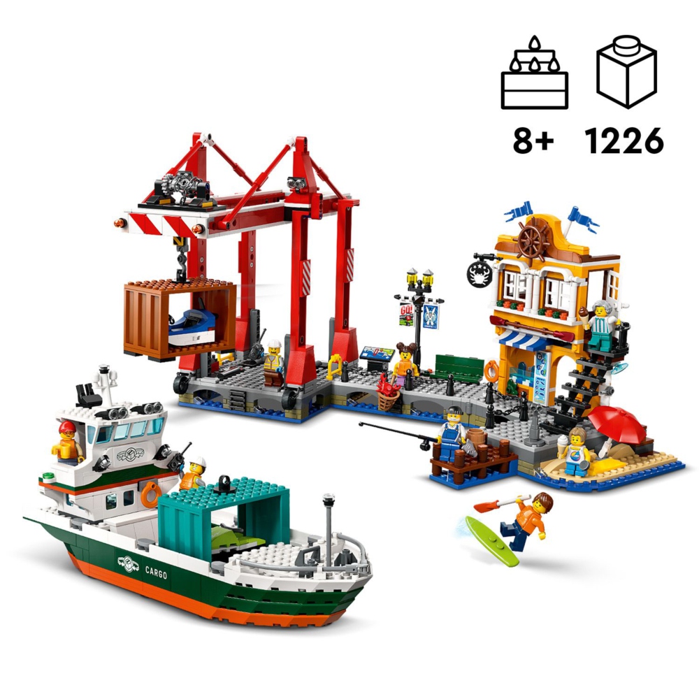 LEGO 樂高 城市系列 60422 濱海港口和貨船(玩具船