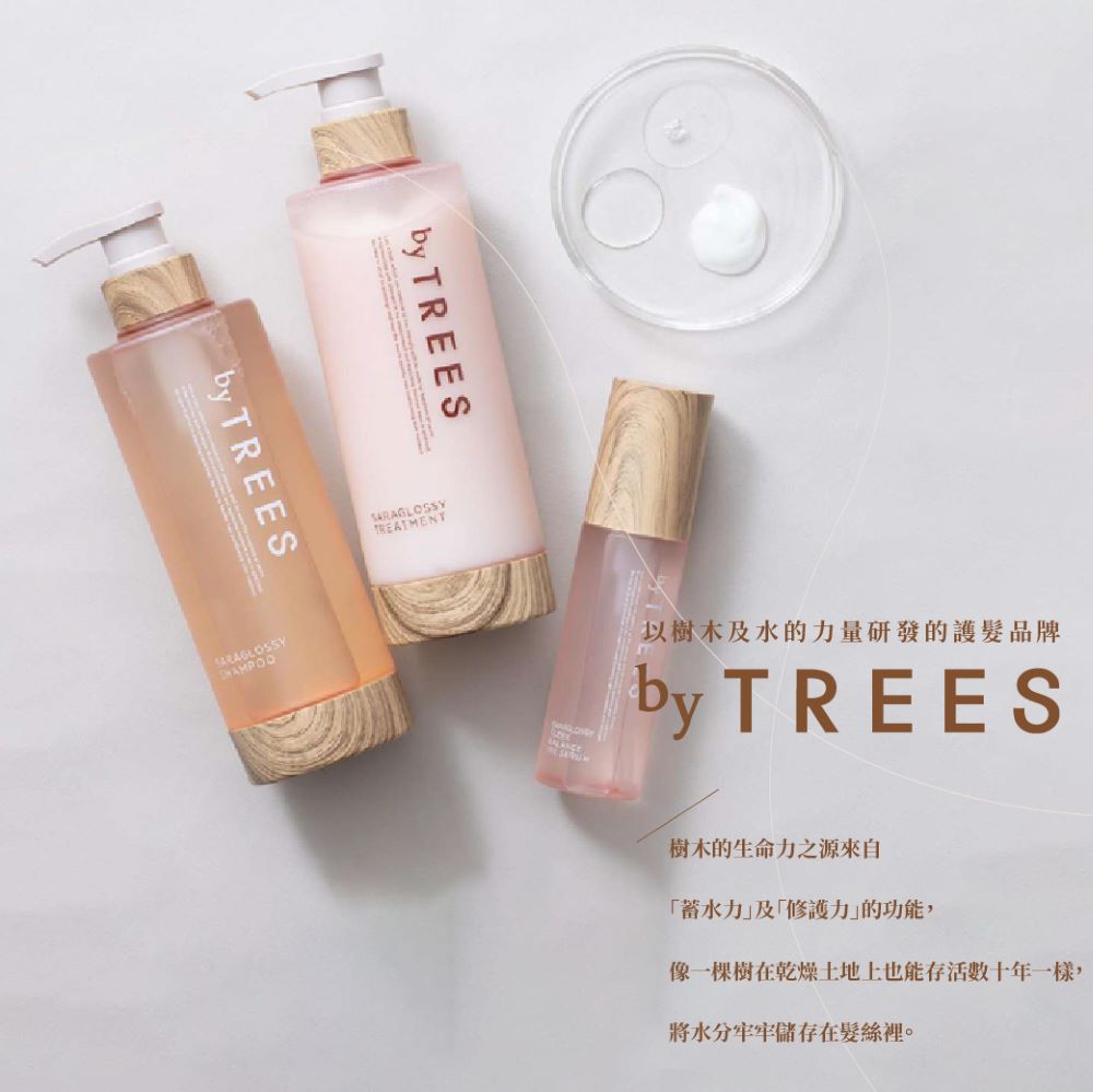 by TREESby TREESTREATMENT以樹木及水的力量研發的護髮品牌by TREES樹木的生命力之源來自「蓄水力及「修護力」的功能,像一棵樹在乾燥土地上也能存活數十年一樣,將水分牢牢儲存在髮絲裡。