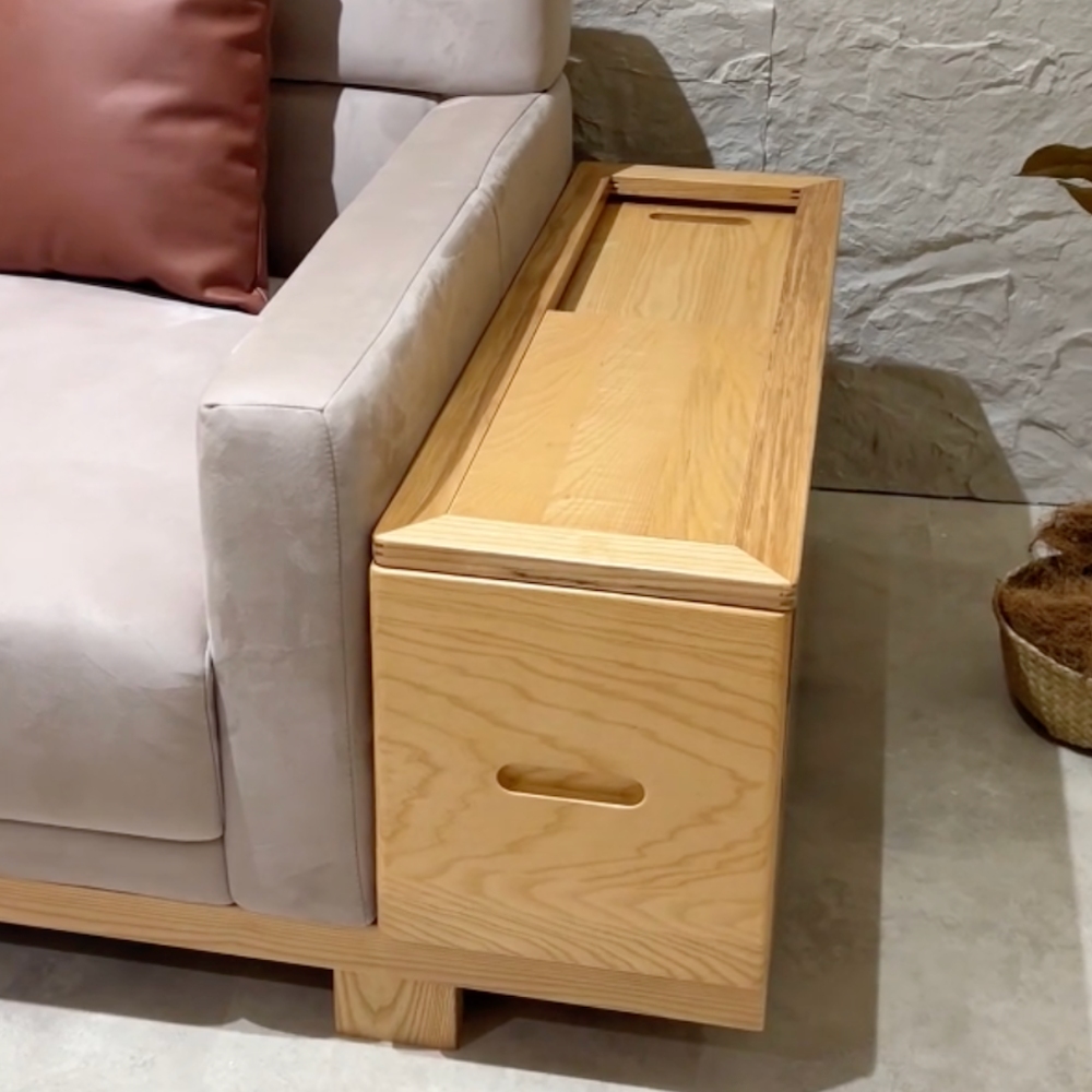 橙家居·家具 /預購/侘寂系列4米實木軟包沙發 SSX-W1