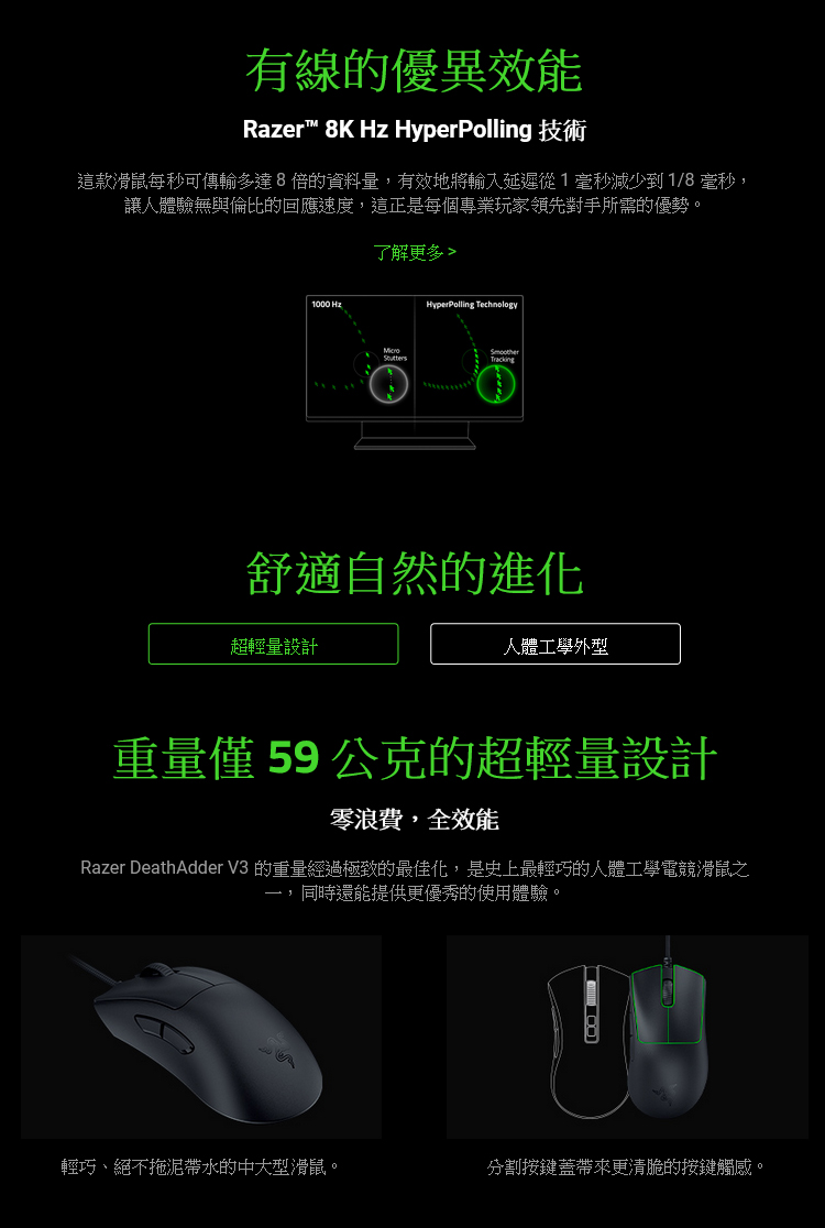 Razer 雷蛇 DEATHADDER 煉獄奎蛇 V3 超輕