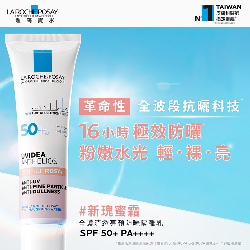 指新版本防曬濾劑配方可覆蓋UVB、短波UVA及長波UVA個波段。經儀器測試