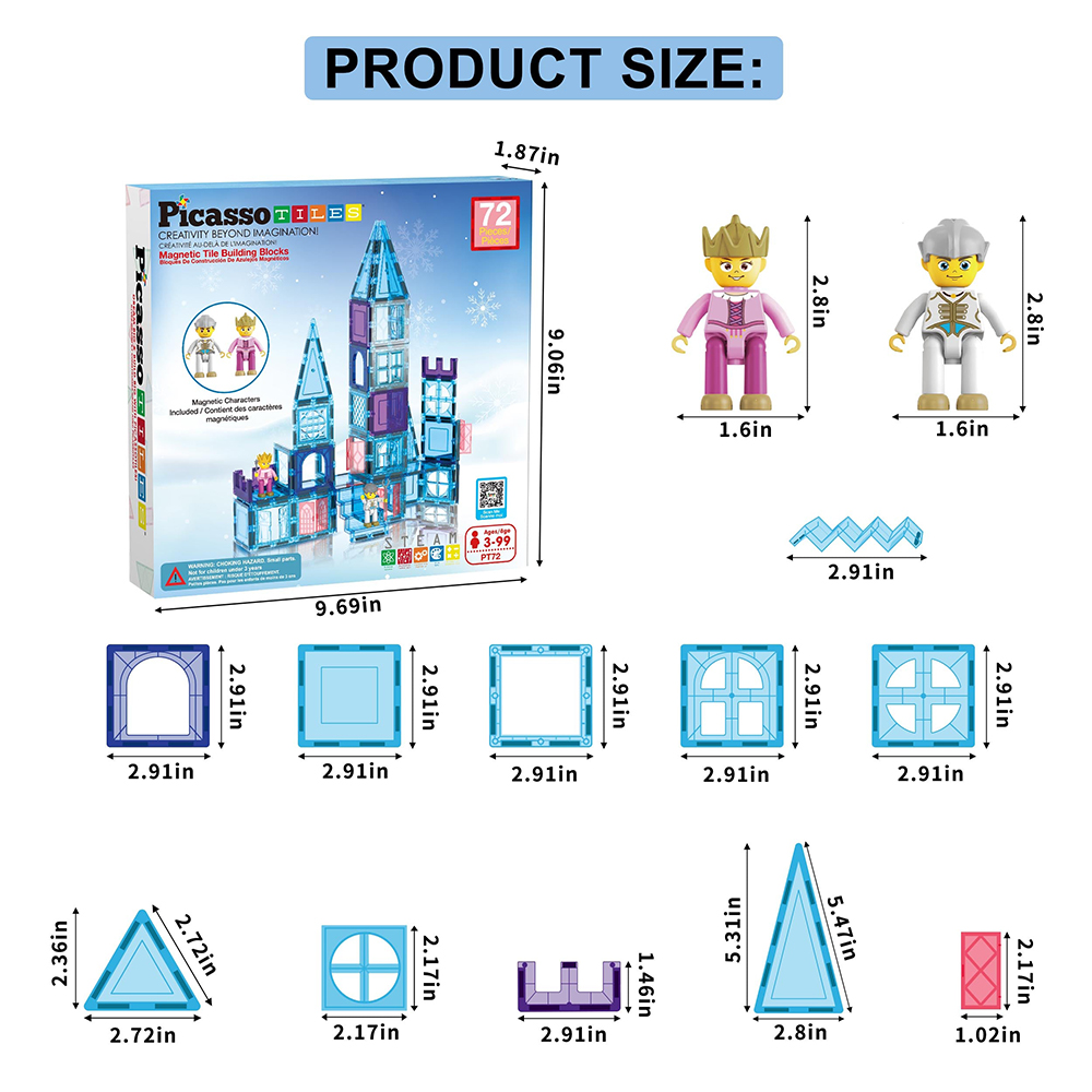 PicassoTiles 畢卡索 PT72 磁力片積木 冰雪