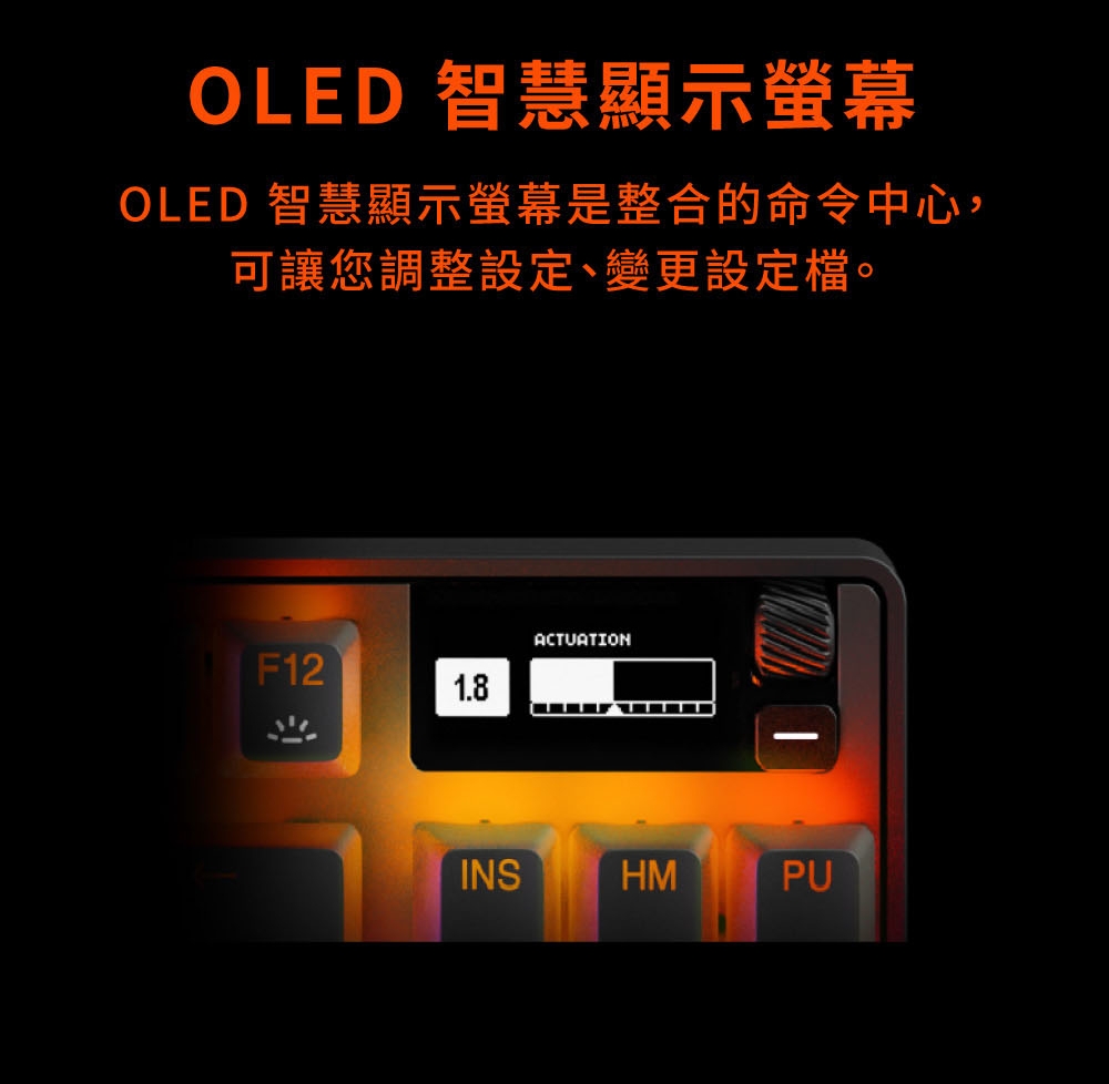 OLED 智慧顯示螢幕 OLED 智慧顯示螢幕是整合的命令中心, 可讓您調整設定、變更設定檔。 