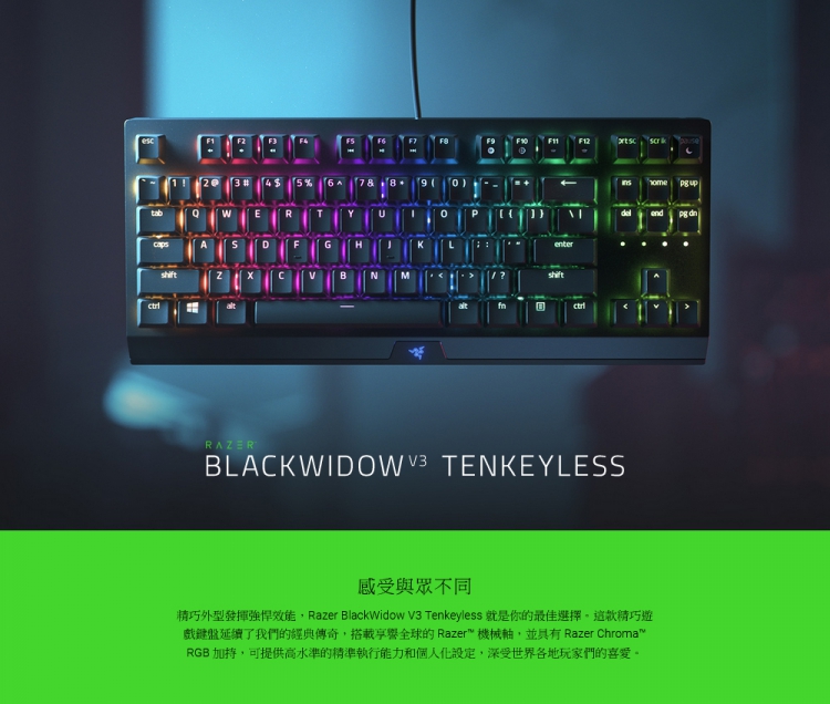 Razer 雷蛇 黑寡婦 V3 TKL RGB 機械鍵盤｜英