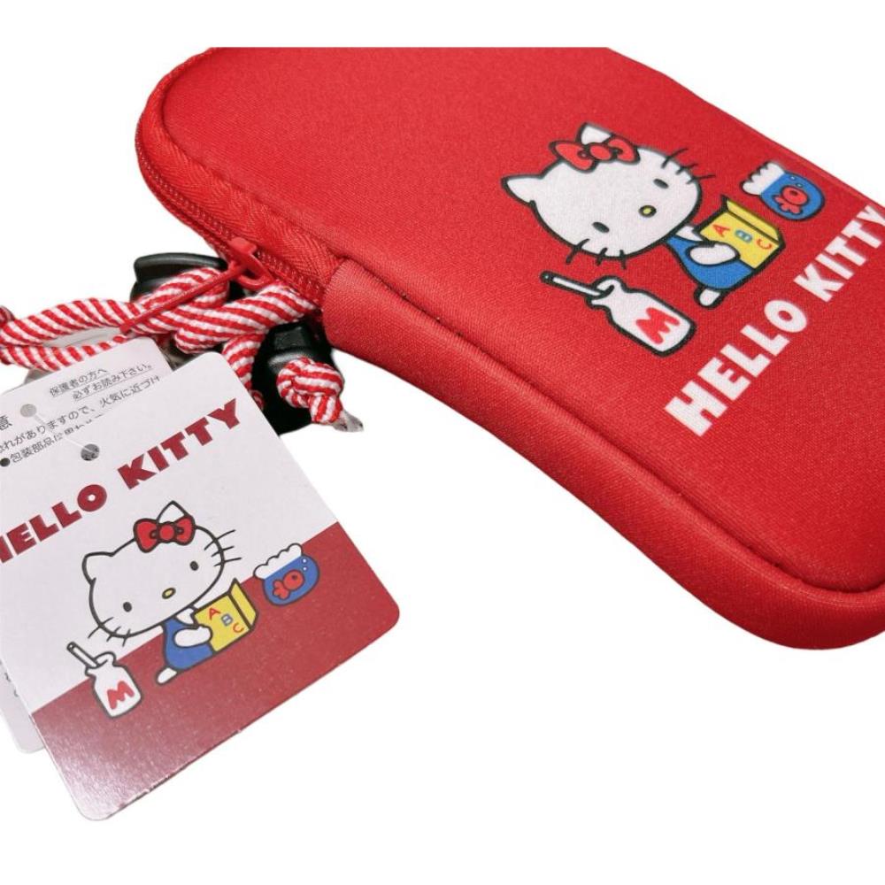 小禮堂 Hello Kitty 尼龍拉鍊手機包 - 復古系列