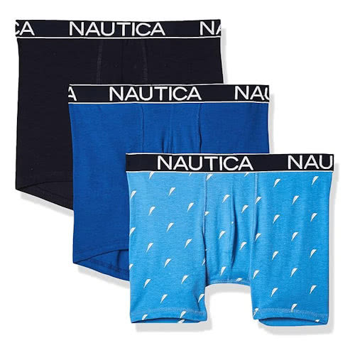 NAUTICA 2024男經典透氣藍色系四角修飾內著混搭3件