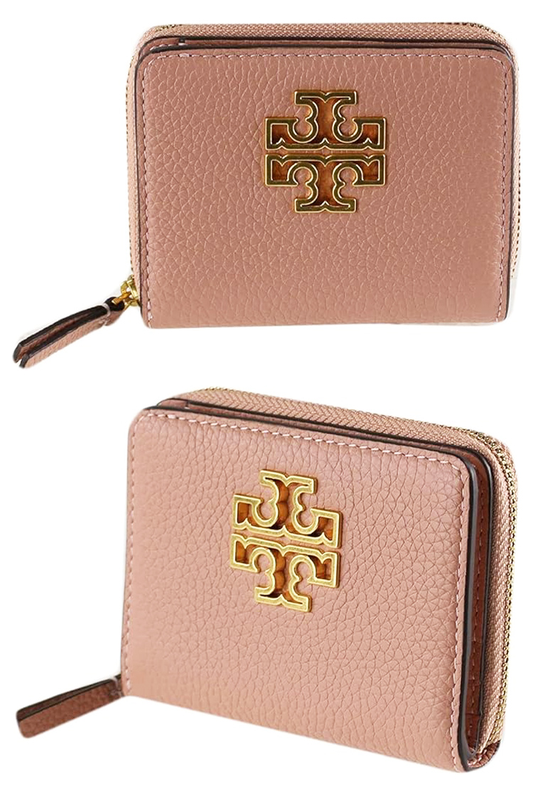 TORY BURCH 雙T-LOGO素面扣式皮革短夾優惠推薦