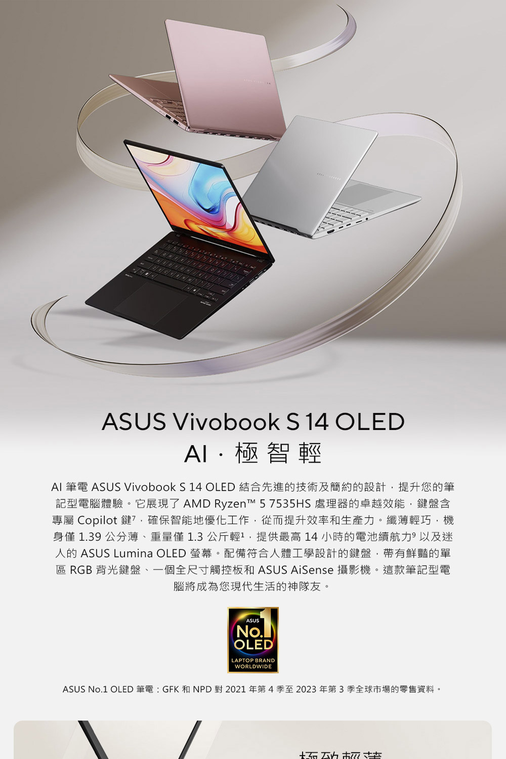 ASUS 華碩 特仕版 14吋輕薄筆電(Vivobook M