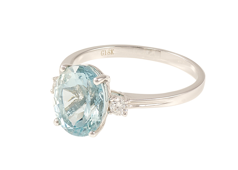 禾美珠寶 天然海藍寶戒指YS070(18K金)優惠推薦