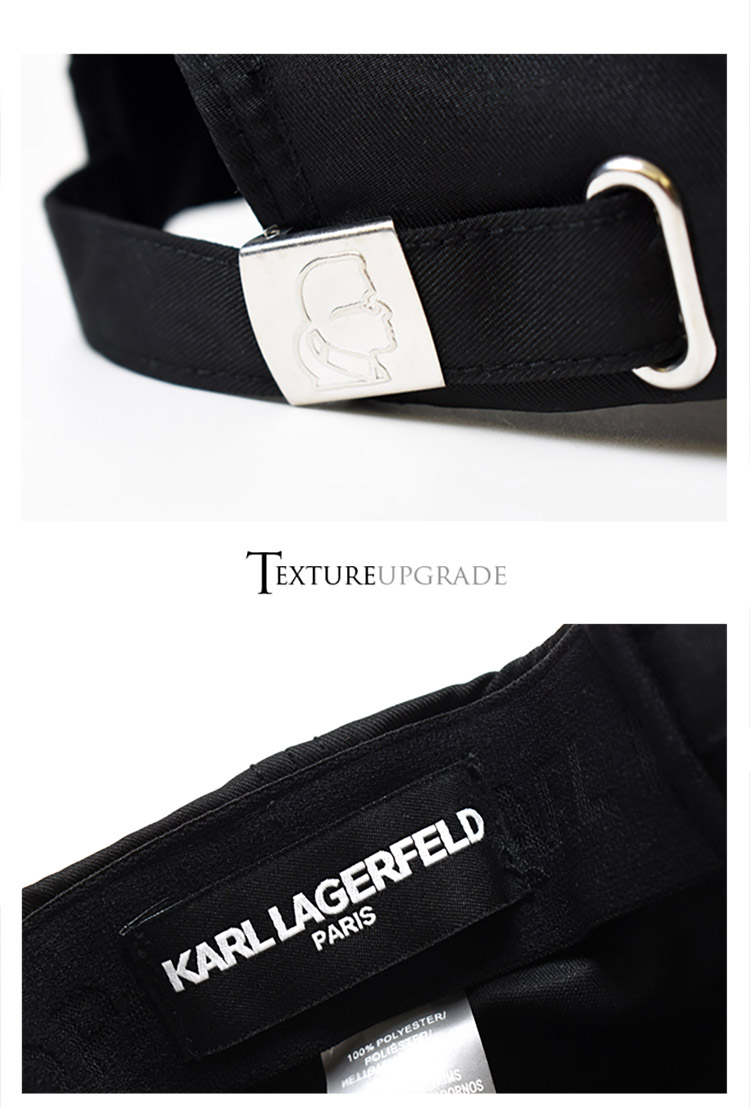 KARL LAGERFELD 卡爾 刺繡墨鏡老佛爺棒球帽-黑