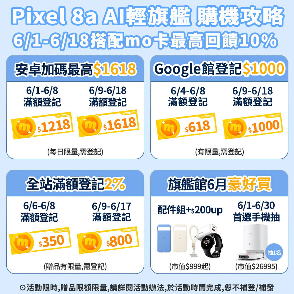 Google Pixel 8a 6.1吋 5G AI輕旗艦(