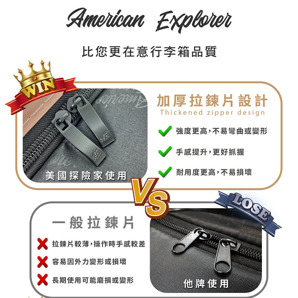 拉鍊片較薄,操作時手感較差