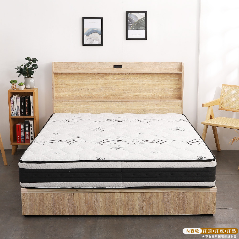 本木 羅格 臥室三件組-雙人5尺 梅爾獨立筒床墊+床片+六分