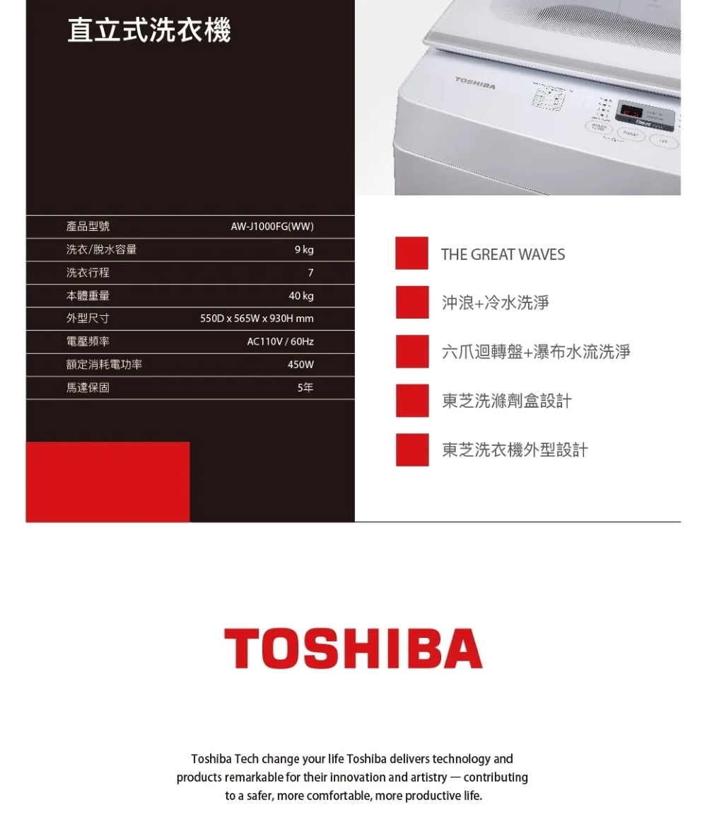 TOSHIBA東芝 AW-J1000FG - 詳情10