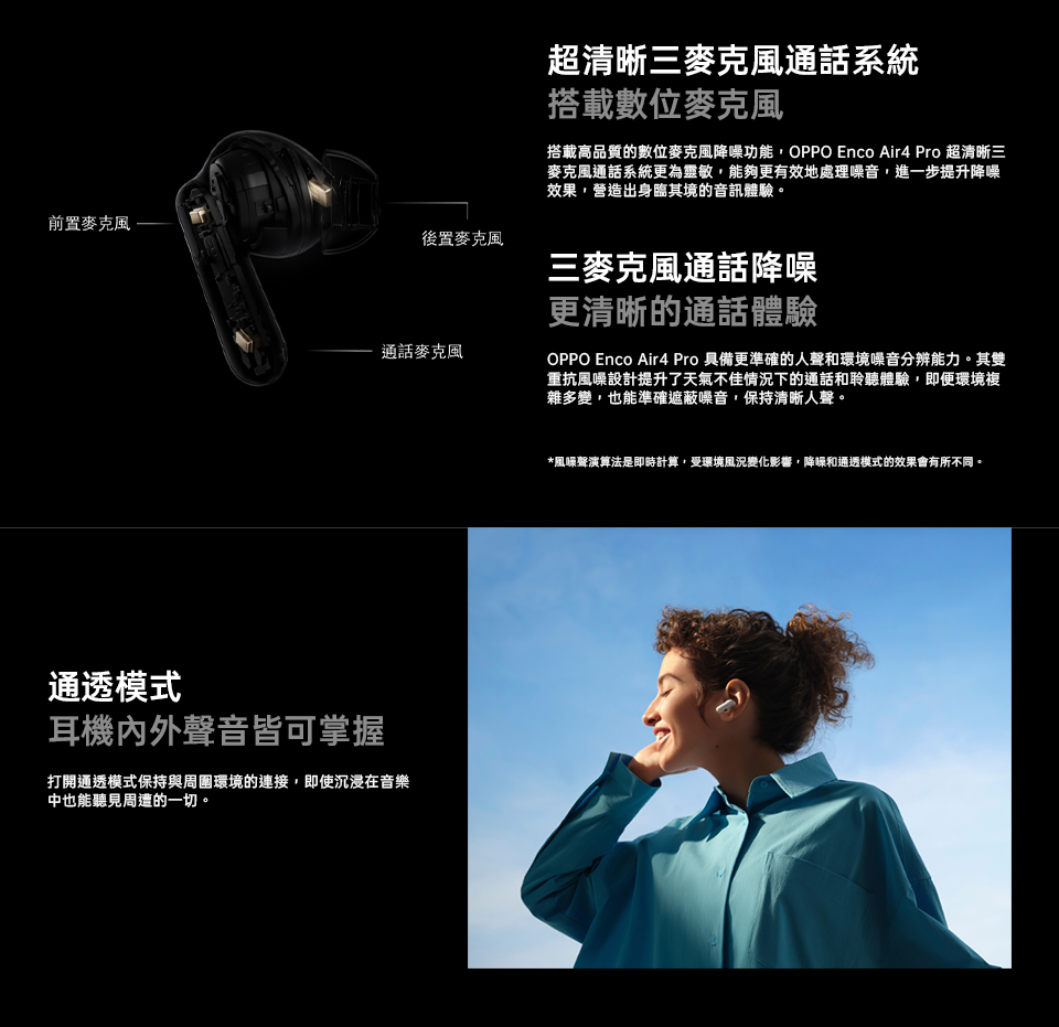 搭載高品質的數位麥克風降噪功能,OPPO Enco Air4 Pro 超清晰三