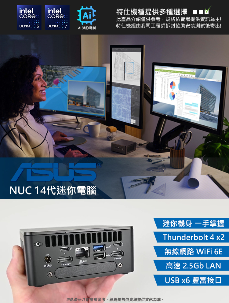 ASUS 華碩 Ultra 5十四核心迷你電腦(NUC 14