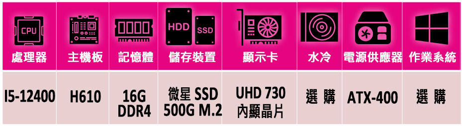 微星平台 i5六核{琥珀V}文書機(I5-12400/H61