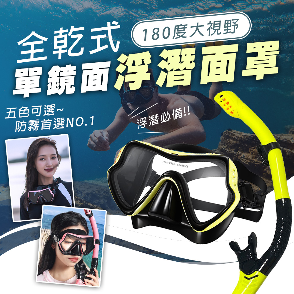 SWIMFLOW 全乾式單鏡面潛水面罩(浮潛面罩 單鏡面罩 