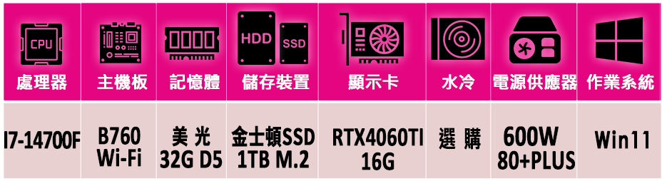 微星平台 i7二十核GeForce RTX 4060TI W