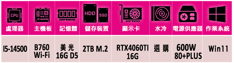 微星平台 i5十四核GeForce RTX 4060TI W