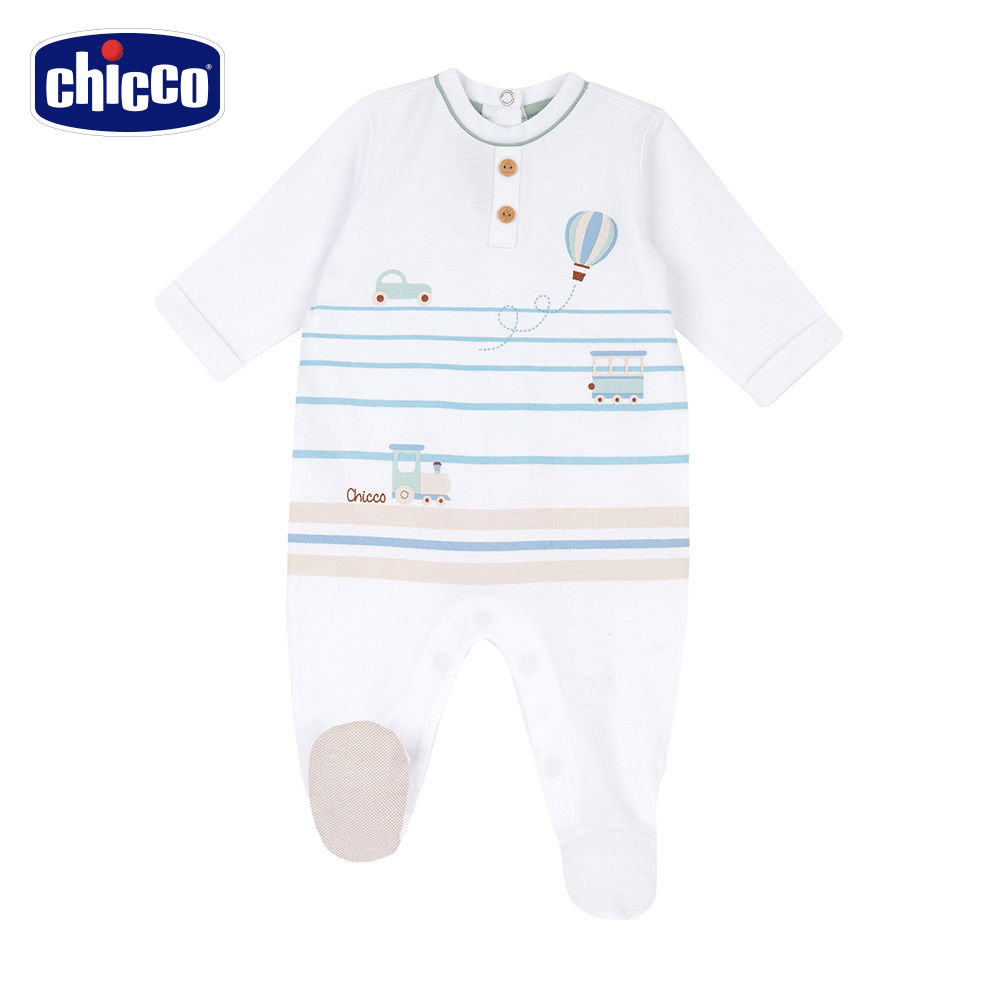 Chicco 24SS-SB 火車之旅-印條紋後開長袖兔裝 