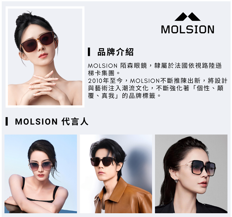 MOLSION 陌森 復古潮流膠框偏光太陽眼鏡(MS3100