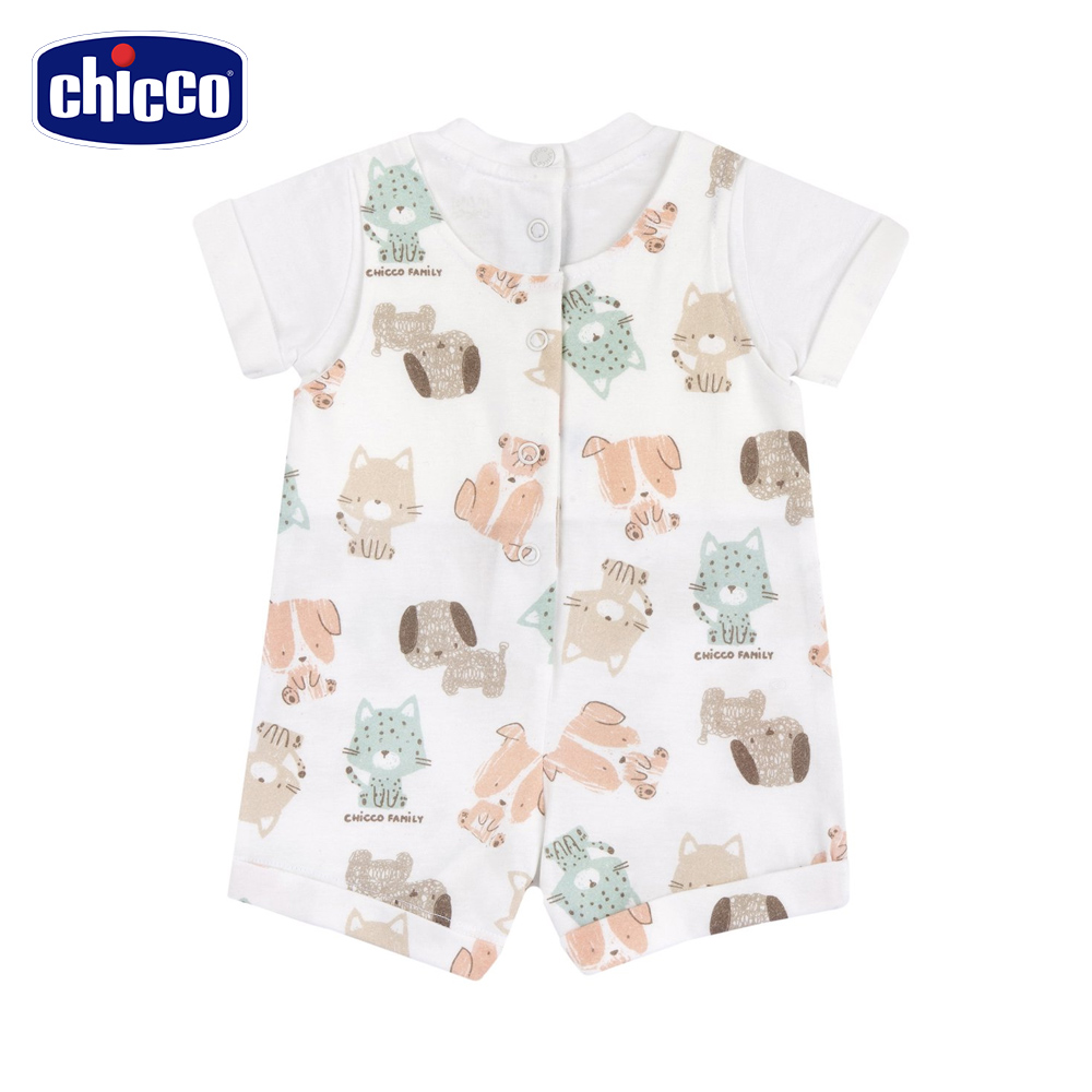 Chicco 24SS-SB 汪貓家族-滿版假吊帶褲短袖兔裝