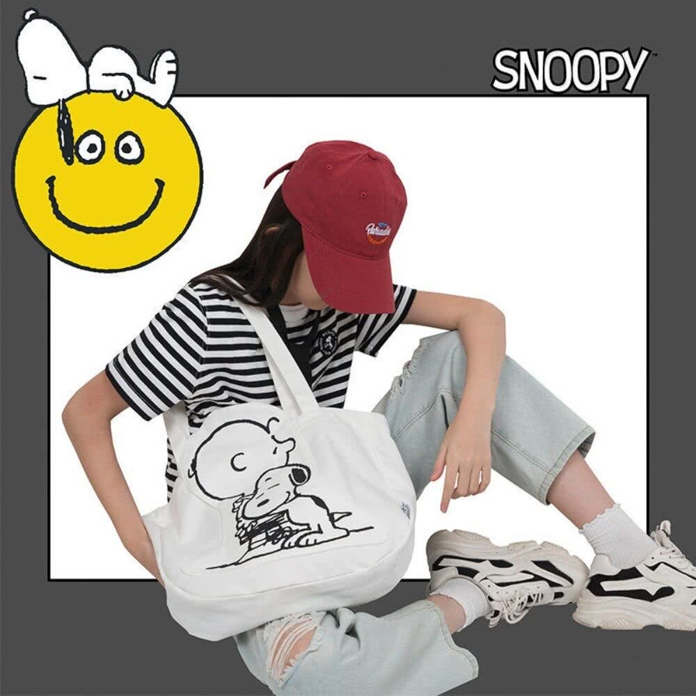 SNOOPY 史努比 史努比卡通大容量休閒帆布袋(包包女 i