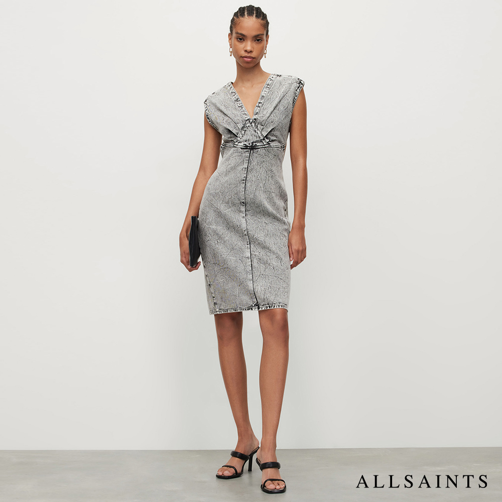 ALLSAINTS SYLANA V領露背牛仔短洋裝 WD3