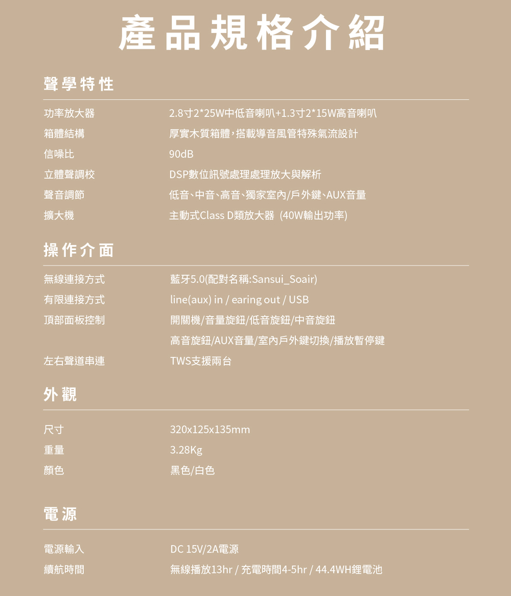 2.8寸225W中低音喇叭1.3寸215W高音喇叭